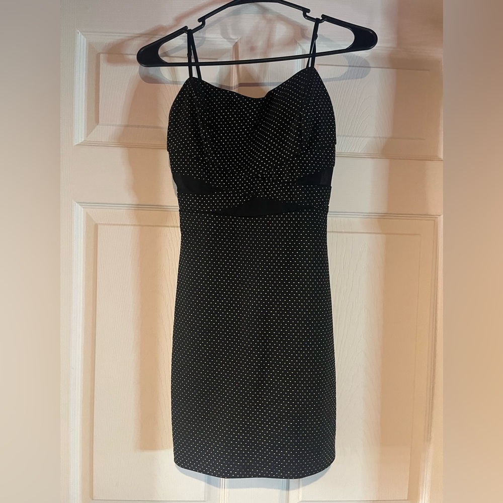 black with gold gems dress